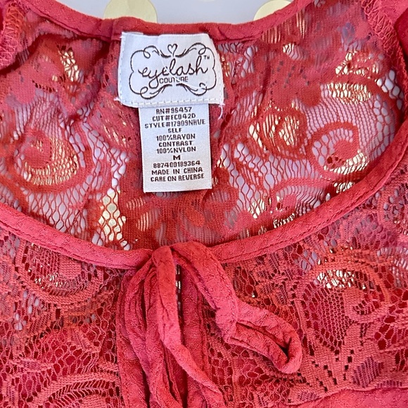 Eyelash Couture Red Embellished Tie Front Blouse - Picture 2 of 2